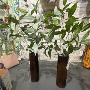 NWT includes 2 Beautiful Acadia wood vases w/ olive branches. Price for the Set